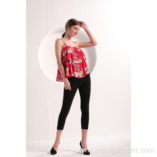 Ladies' Tops Women's Red Floral Cami Top Manufactory